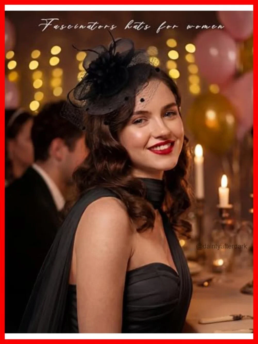 Fascinator Hat with Feather Mesh Headband Clip Veil Necklace Derby Pillbox